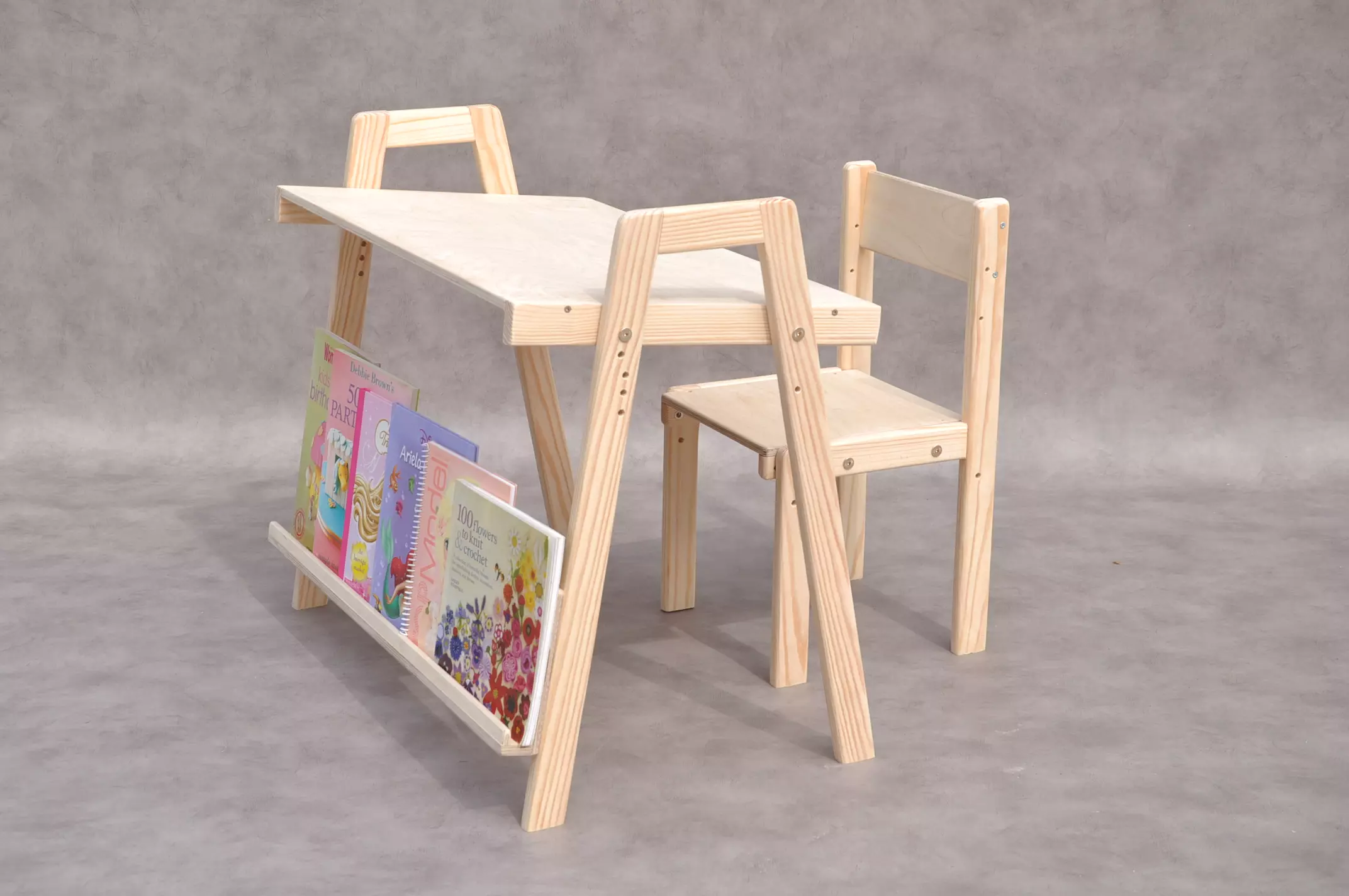 Montessori koka bērnu galds ar regulējamu krēslu – ergonomisks, drošs mācībām, zīmēšanai un spēlēm bērniem 1–6 gadiem